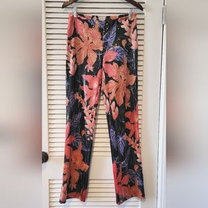 Cache womens sequin tropical floral pants size 8